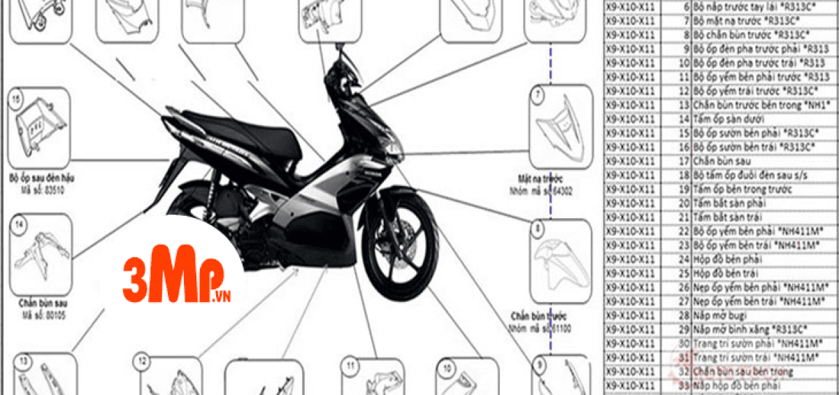 Dàn áo xe máy airblade chính hãng